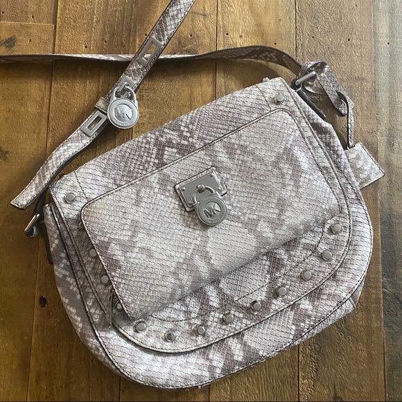 Michael Kors Studded Python Print Crossbody Bag - Picture 7 of 8